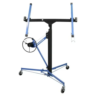 Ein blauer und schwarzer Kranständer für die Montage von Leuchten oder Dekorationen.